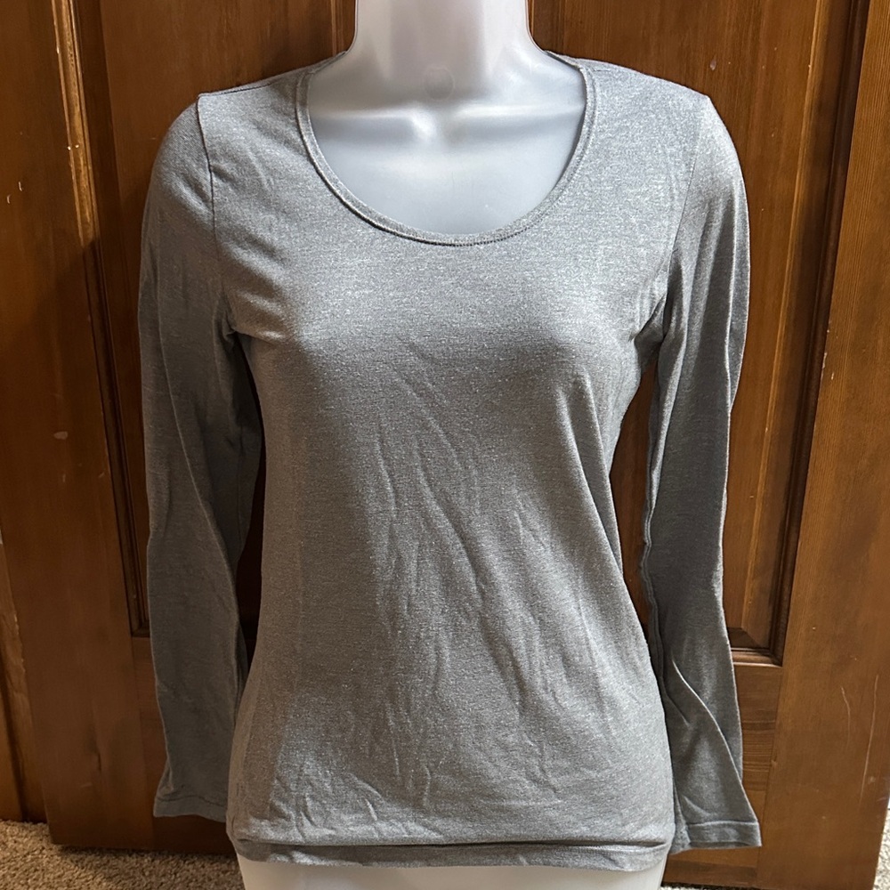 32 Degrees Shimmering Silver Long Sleeve Top